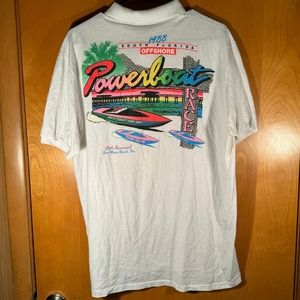 Vintage 1988 West Coast Surf Shop South Florida Offshore Powerboat Race Shirt XL